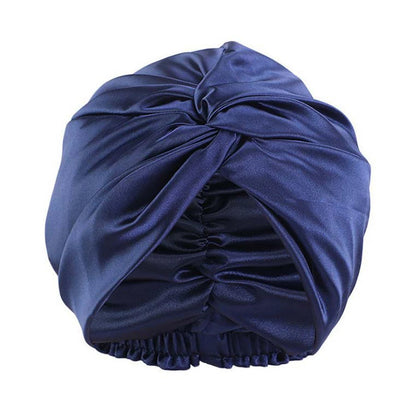 100% Double Silk Sleeping Cap Night Silk Sleeping Bonnet Cover for Women with Elastic Ribbon for Hair Care Long Hair