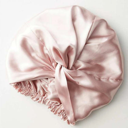 100% Double Silk Sleeping Cap Night Silk Sleeping Bonnet Cover for Women with Elastic Ribbon for Hair Care Long Hair